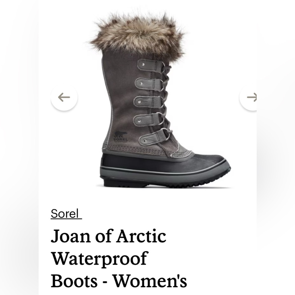SOREL Joan of Arctic waterproof boots US 9 gray suede snow winter cruise